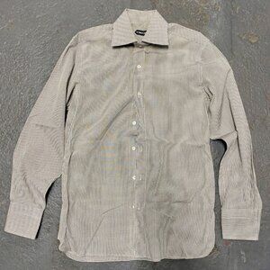TOM FORD Gray White Cotton Micro Gingham Button Up Shirt size M